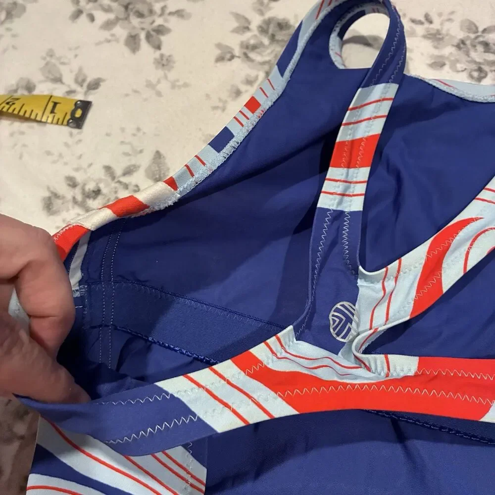 NWOT $218 Sz Medium TORY BURCH SPORT ONE-PIECE SWIMSUIT Patriotic Swirl